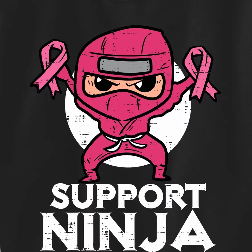 Support Ninja Pink Cute Breast Cancer Awareness Kids Sweatshirt