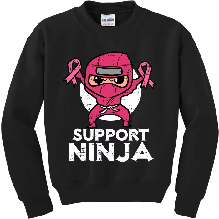 Support Ninja Pink Cute Breast Cancer Awareness Kids Sweatshirt