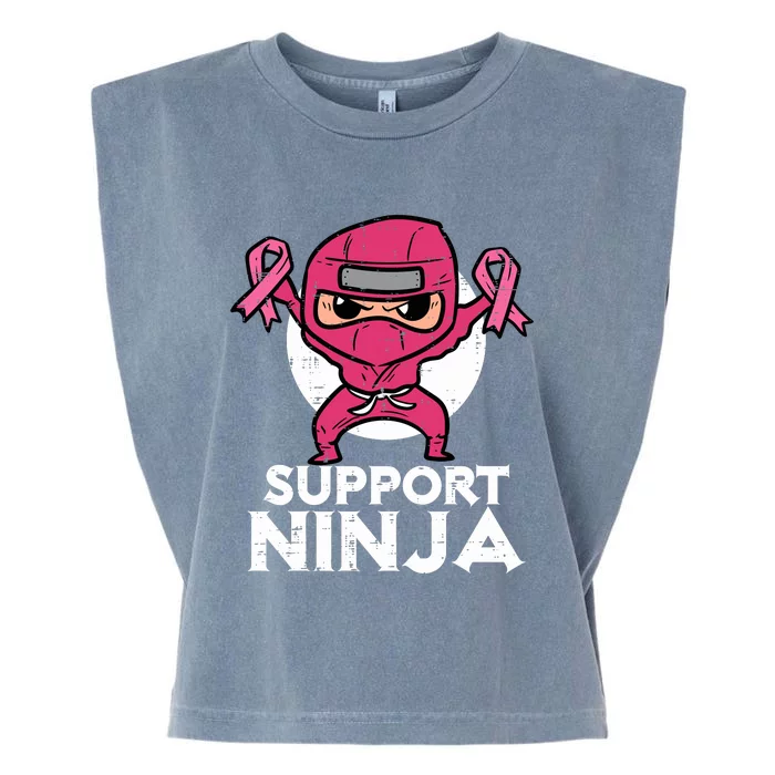 Support Ninja Pink Cute Breast Cancer Awareness Garment-Dyed Women's Muscle Tee