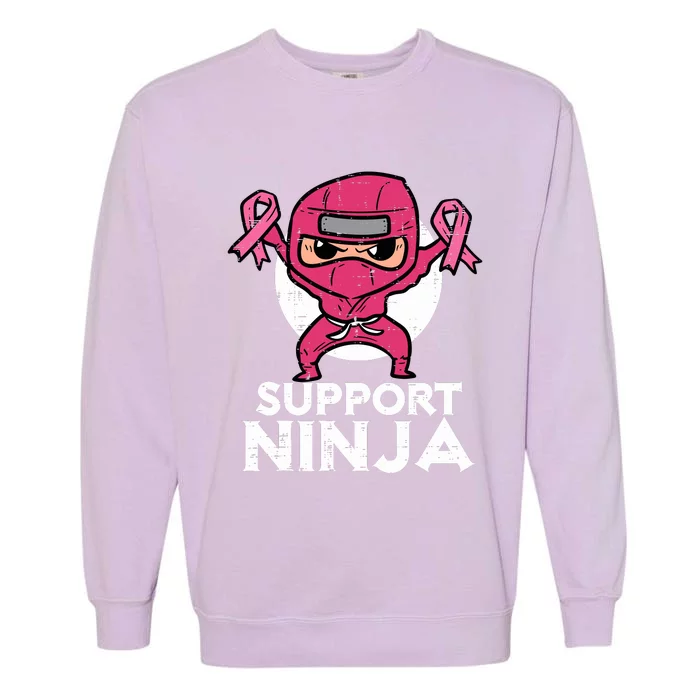 Support Ninja Pink Cute Breast Cancer Awareness Garment-Dyed Sweatshirt