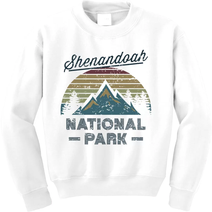 SHENANDOAH NATIONAL PARK Vintage Sunset Love Hiking Camping Kids Sweatshirt