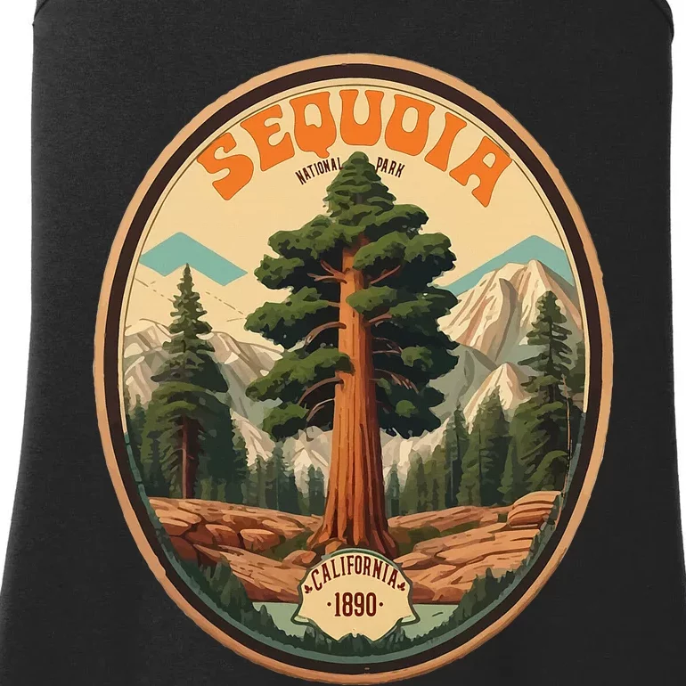 Sequoia National Park Tree Illustration Hiking Ladies Essential Tank