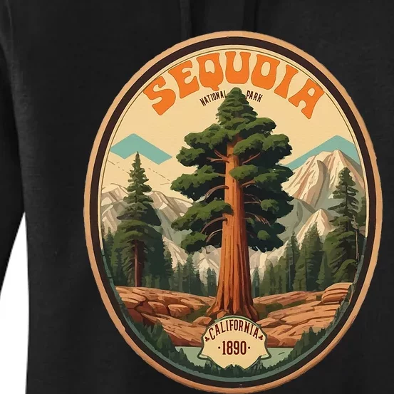 Sequoia National Park Tree Illustration Hiking Women's Pullover Hoodie