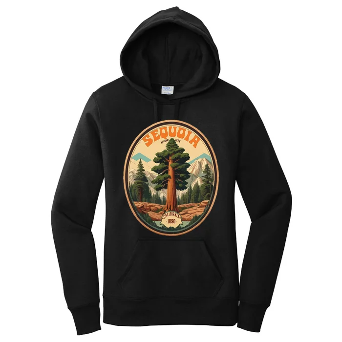 Sequoia National Park Tree Illustration Hiking Women's Pullover Hoodie