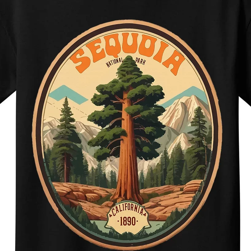 Sequoia National Park Tree Illustration Hiking Kids T-Shirt