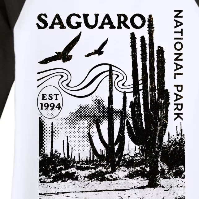 Saguaro National Park Arizona Desert Cactus Nature Outdoors Women's Tri-Blend 3/4-Sleeve Raglan Shirt