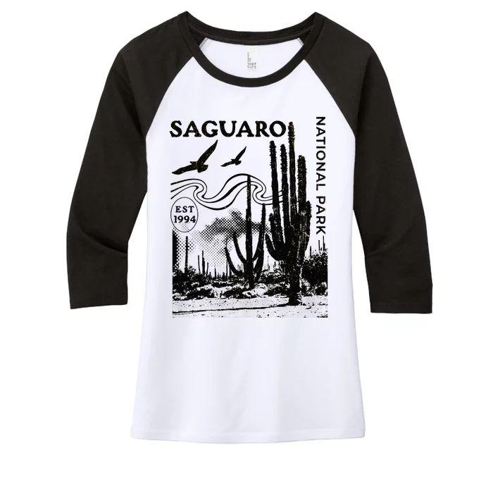 Saguaro National Park Arizona Desert Cactus Nature Outdoors Women's Tri-Blend 3/4-Sleeve Raglan Shirt