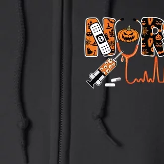 Spooky Nurse Pumpkin Halloween Costume Rn Cna Full Zip Hoodie