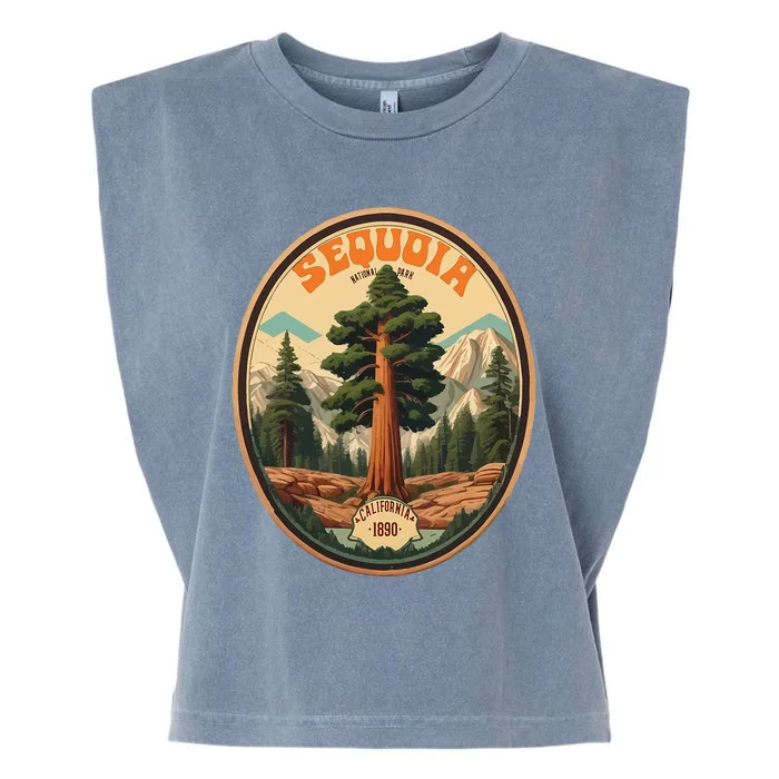 Sequoia National Park Tree Illustration Hiking Garment-Dyed Women's Muscle Tee