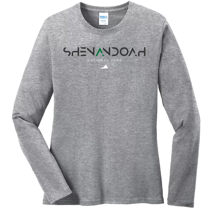 Shenandoah National Park Virginia Tonal Retro Vintage Ladies Long Sleeve Shirt