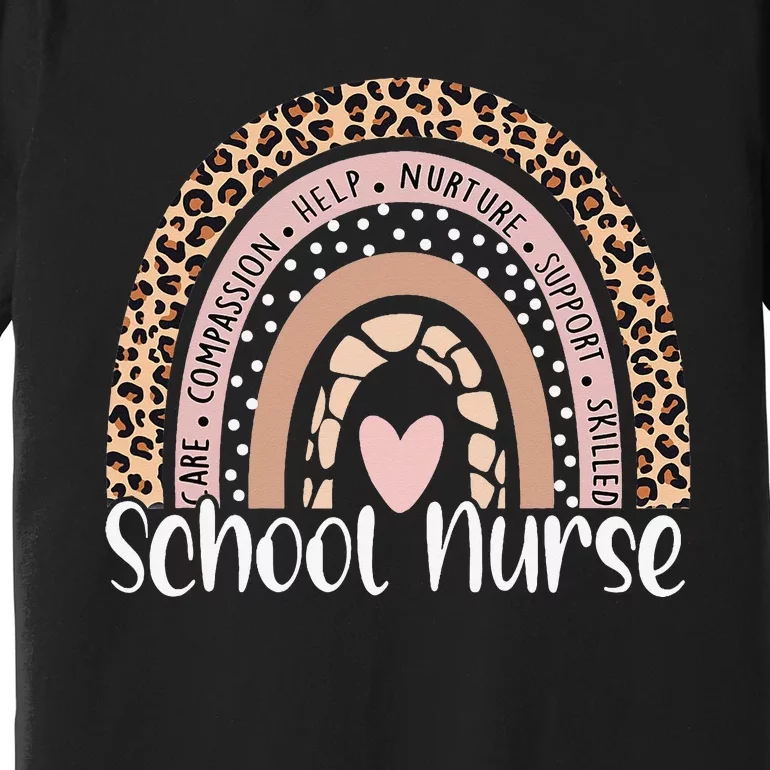 School Nurse Rainbow Leopard Nurse Back To School Premium T-Shirt