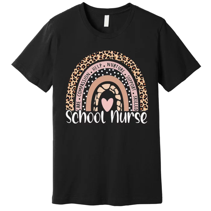 School Nurse Rainbow Leopard Nurse Back To School Premium T-Shirt