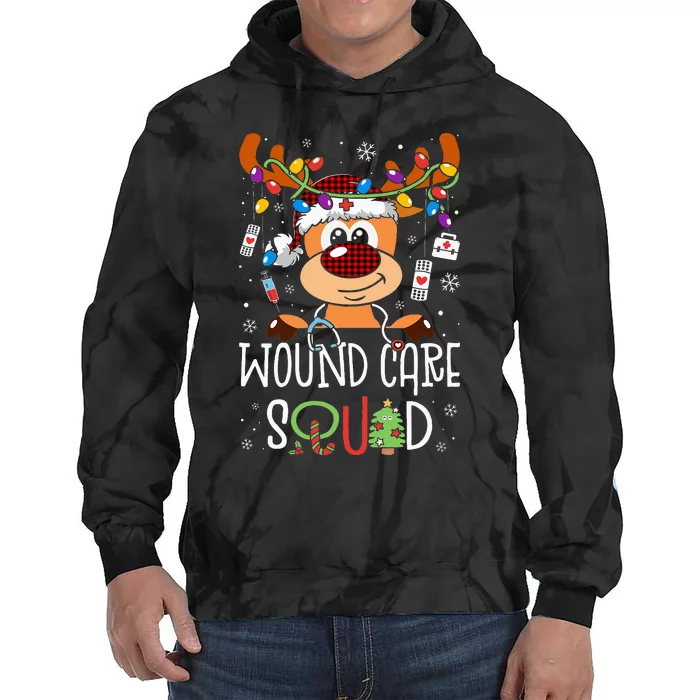 Stethoscope Nurse Reindeer Christmas Wound Care Squad Tie Dye Hoodie