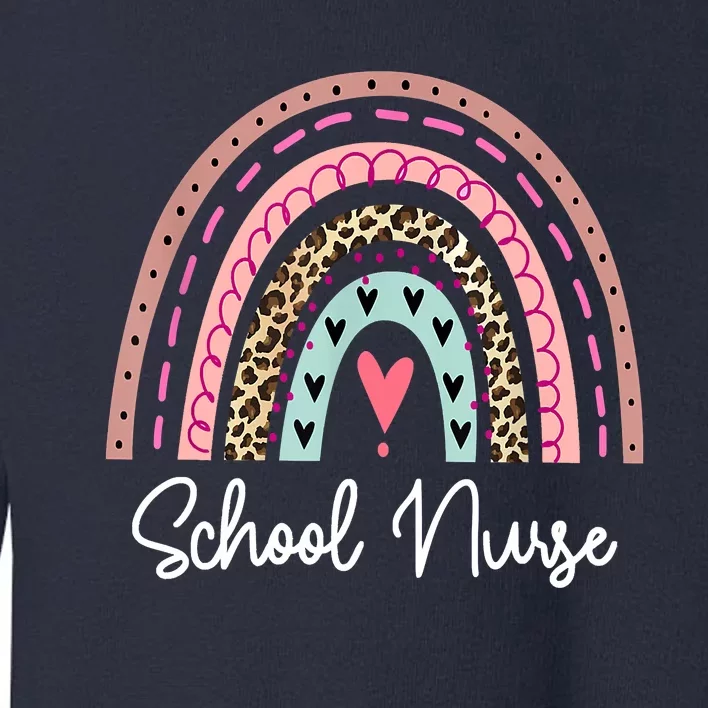 School Nurse Rainbow Leopard Back To School Appreciation Toddler Sweatshirt