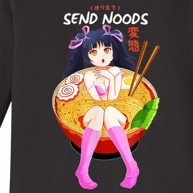 Send Noods Ramen Noodle Bowl Anime Baby Long Sleeve Bodysuit