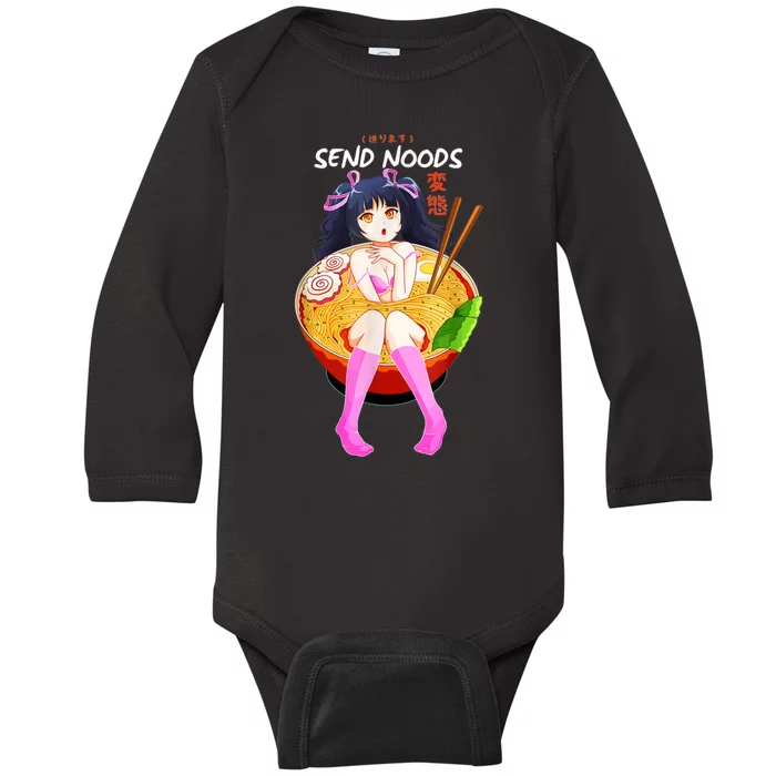 Send Noods Ramen Noodle Bowl Anime Baby Long Sleeve Bodysuit