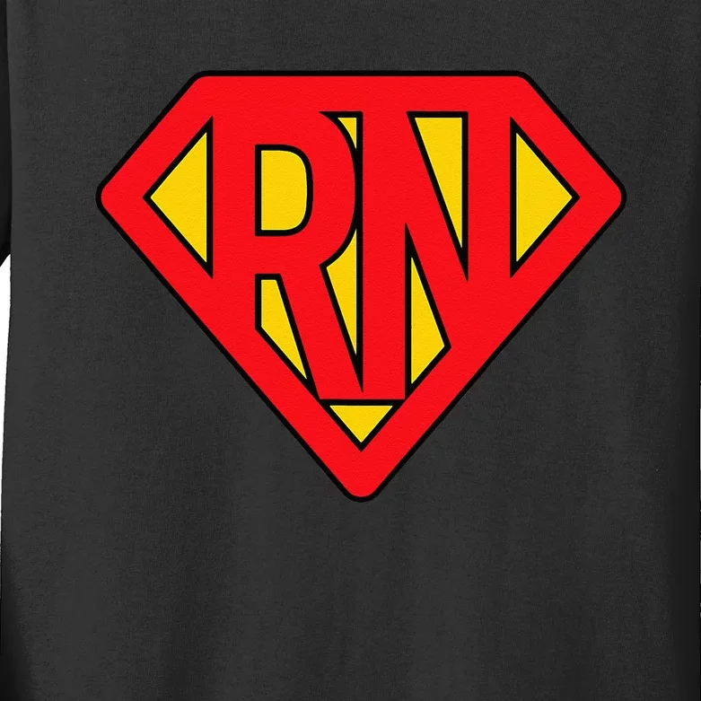 Super Nurse RN Superhero Registered Nurse Hero Kids Long Sleeve Shirt