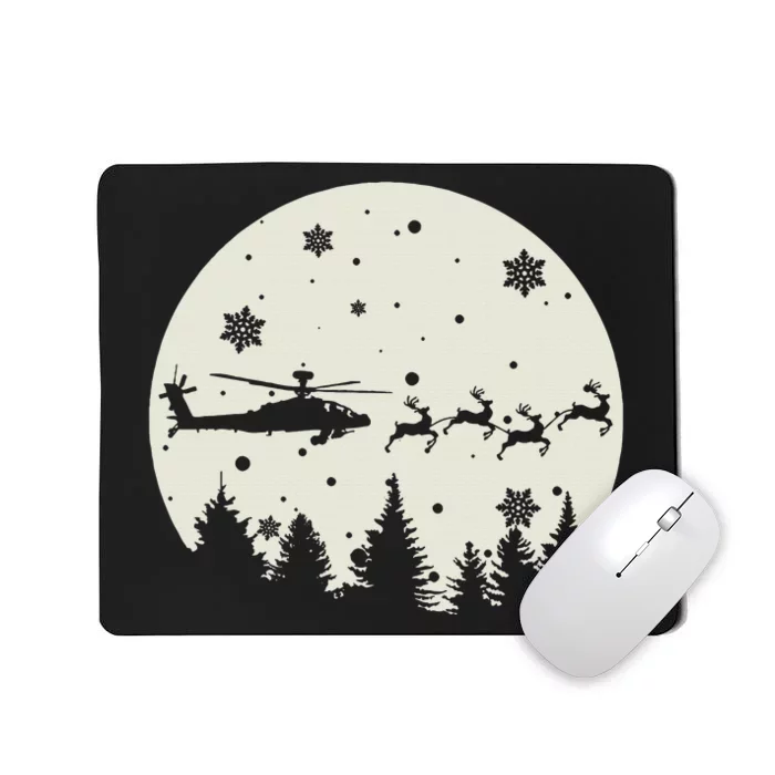 Santa's New Ride! AH64 Apache Silhouetted in the Moon Mousepad