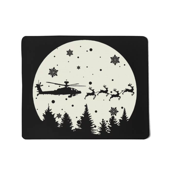 Santa's New Ride! AH64 Apache Silhouetted in the Moon Mousepad