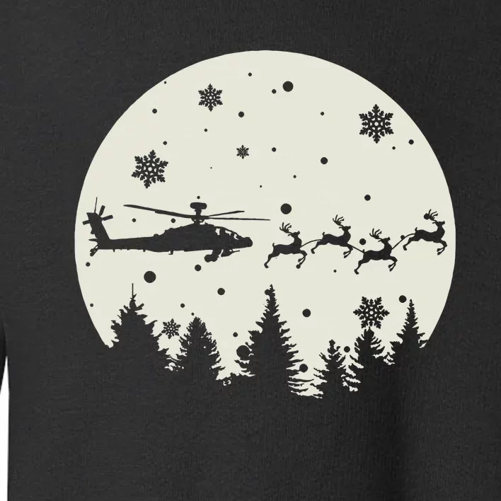 Santa's New Ride! AH64 Apache Silhouetted in the Moon Toddler Sweatshirt