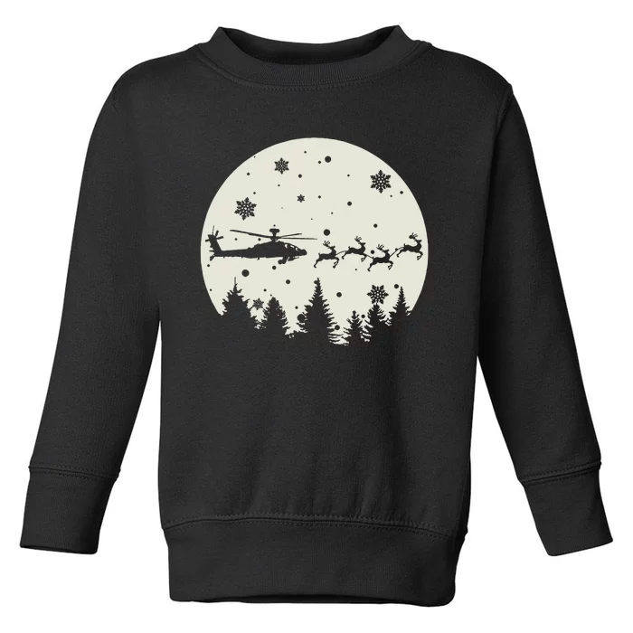 Santa's New Ride! AH64 Apache Silhouetted in the Moon Toddler Sweatshirt