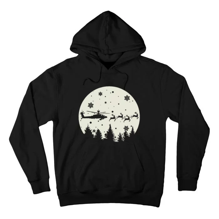 Santa's New Ride! AH64 Apache Silhouetted in the Moon Tall Hoodie