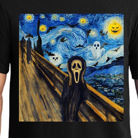 Starry Night Scream Scary Night Van Gogh Munch Halloweenmin Pajama Set