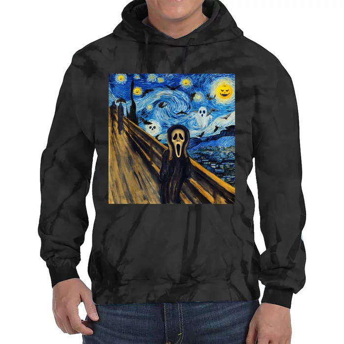 Starry Night Scream Scary Night Van Gogh Munch Halloweenmin Tie Dye Hoodie