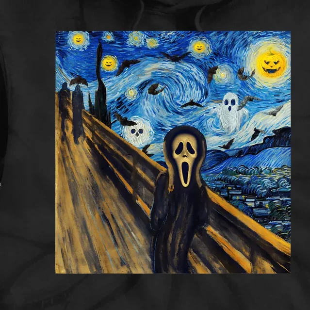 Starry Night Scream Scary Night Van Gogh Munch Halloweenmin Tie Dye Hoodie