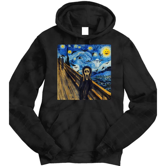 Starry Night Scream Scary Night Van Gogh Munch Halloweenmin Tie Dye Hoodie