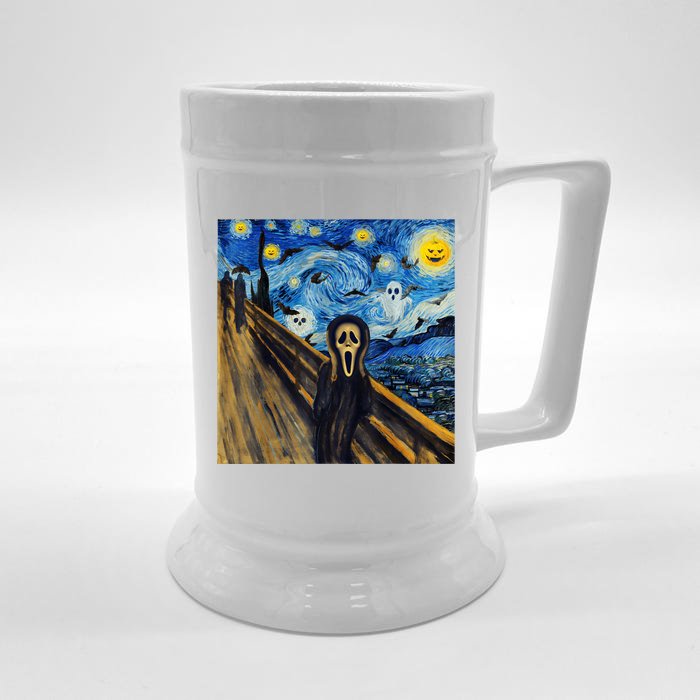 Starry Night Scream Scary Night Van Gogh Munch Halloweenmin Front & Back Beer Stein