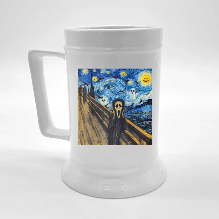 Starry Night Scream Scary Night Van Gogh Munch Halloweenmin Front & Back Beer Stein