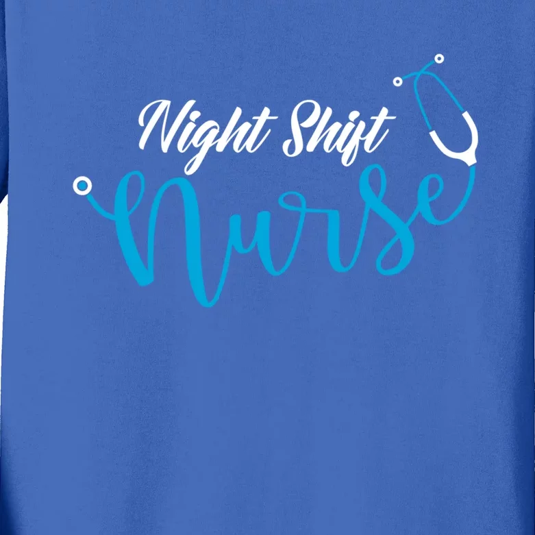 Stethoscope Night Shift Nurse Gift Kids Long Sleeve Shirt