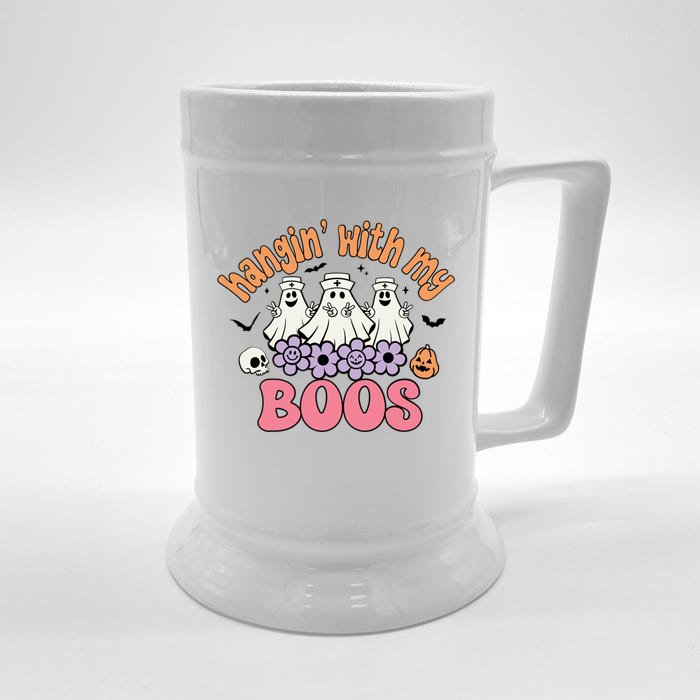 Spooktacular Nurse Squad Hanging With My Boos Halloween Gift Front & Back Beer Stein