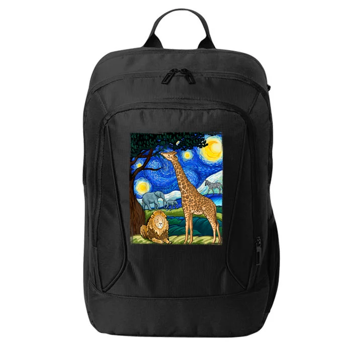 Safari Night Starry Night Zoo Animals Animal Art Safari City Backpack