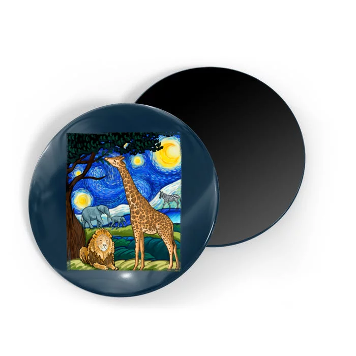 Safari Night Starry Night Zoo Animals Animal Art Safari Magnet