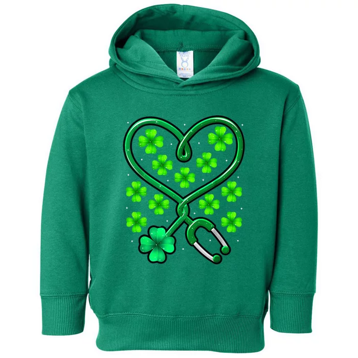 Shamrock Nurse St Patricks Day Stethoscope Heartbeat Clover Toddler Hoodie