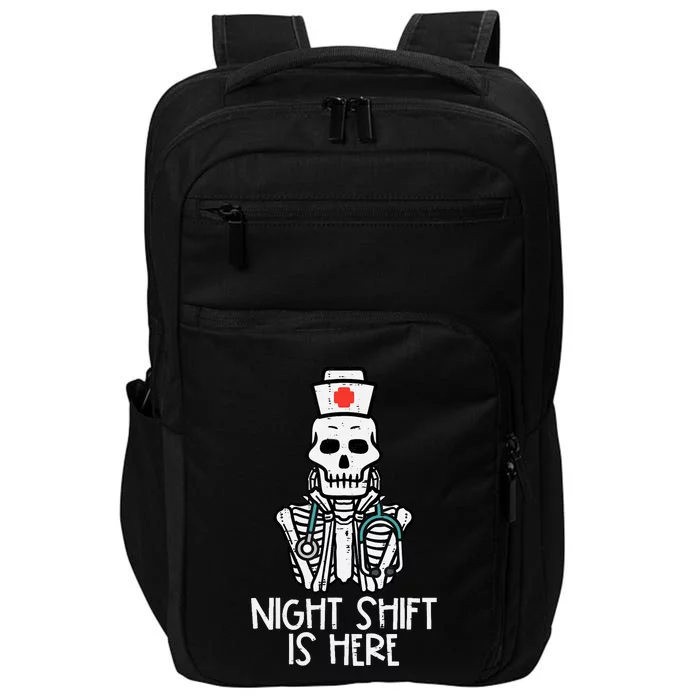 Skeleton Night Shifts Here Halloween Nurse Fall Scrub Wo Impact Tech Backpack