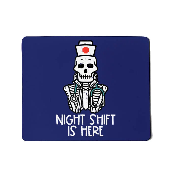 Skeleton Night Shifts Here Halloween Nurse Fall Scrub Wo Mousepad