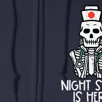 Skeleton Night Shifts Here Halloween Nurse Fall Scrub Wo Full Zip Hoodie