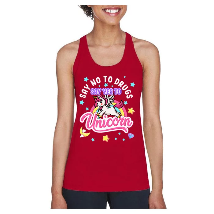 Say No Say Yes to Unicorns Red Ribbon Week Women's Racerback Tank