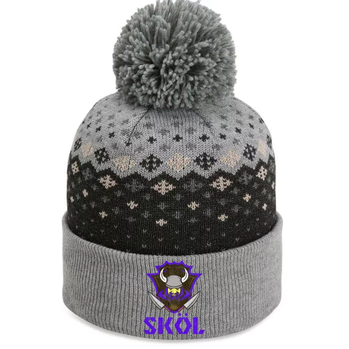 Skol Nordic Scandinavian Warrior Viking Helmet The Baniff Cuffed Pom Beanie