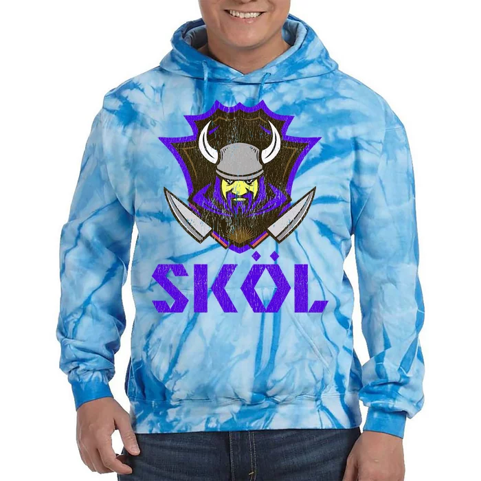 Skol Nordic Scandinavian Warrior Viking Helmet Tie Dye Hoodie