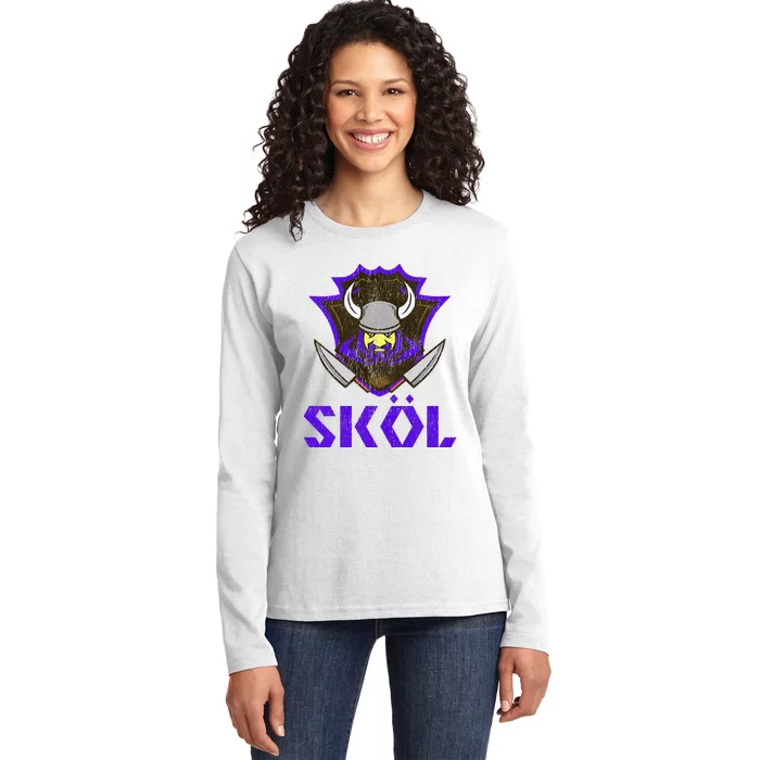 Skol Nordic Scandinavian Warrior Viking Helmet Ladies Long Sleeve Shirt