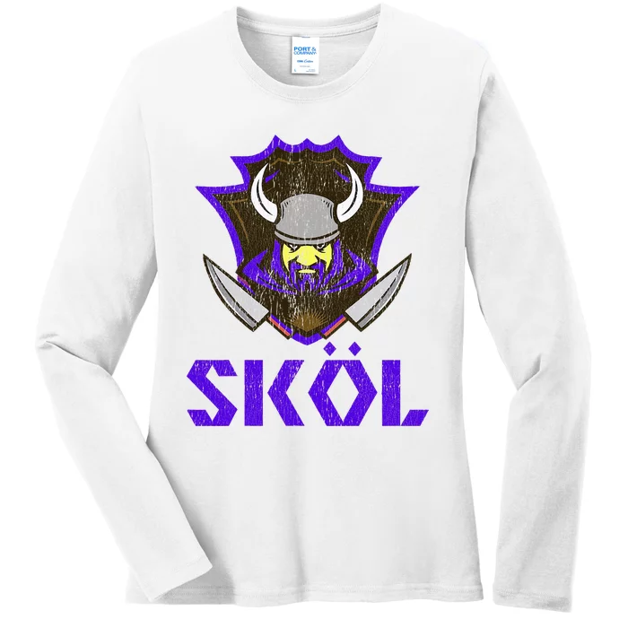 Skol Nordic Scandinavian Warrior Viking Helmet Ladies Long Sleeve Shirt