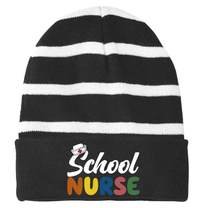 School Nurse Striped Beanie with Solid Band