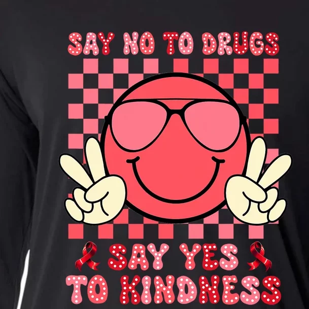 Say No Say Yes To Kindness Red Ribbon Week Smile Face Cooling Performance Long Sleeve Crew