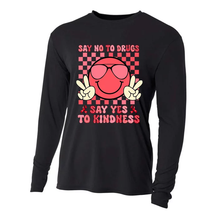 Say No Say Yes To Kindness Red Ribbon Week Smile Face Cooling Performance Long Sleeve Crew