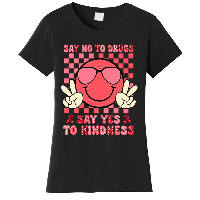 Say No Say Yes To Kindness Red Ribbon Week Smile Face Women's T-Shirt