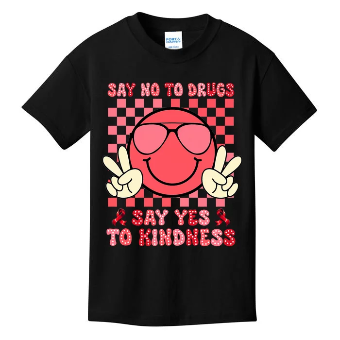 Say No Say Yes To Kindness Red Ribbon Week Smile Face Kids T-Shirt